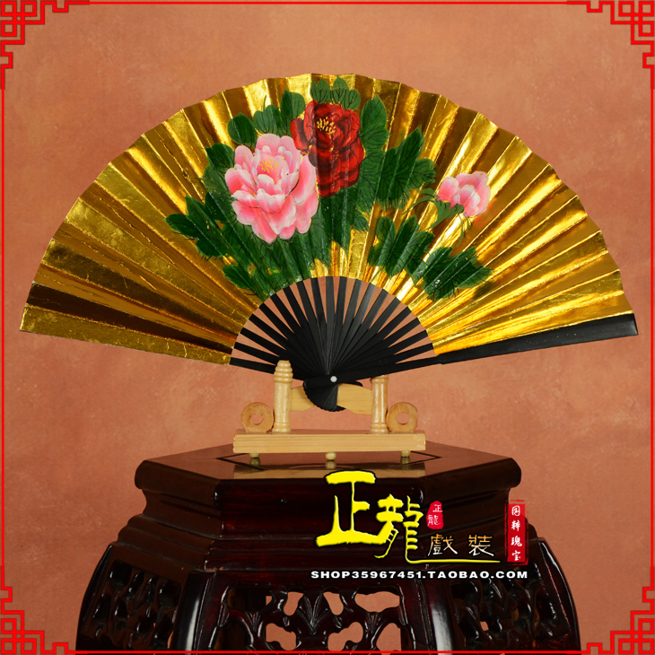 景京剧戏曲戏剧贵妃醉酒牡丹折扇儿童扇子7寸8寸9寸 金扇