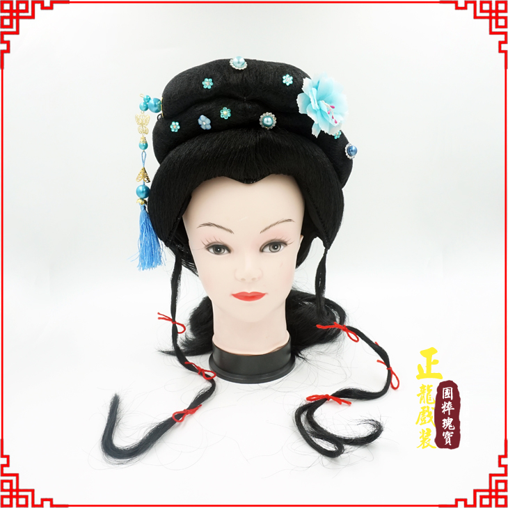 景戏剧服装京剧越剧小旦花旦丫鬟假发 小姐头套